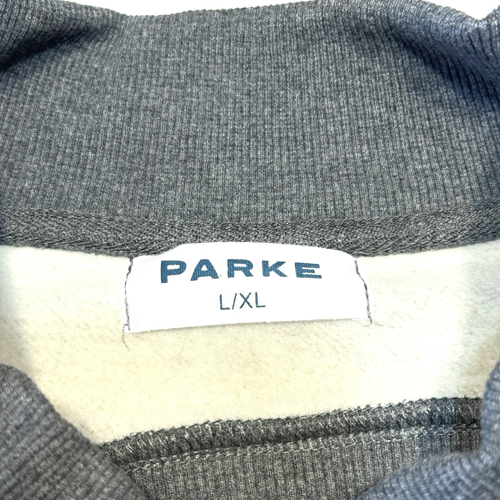 PARKE Womens Fleece Varsity Logo Mockneck Sweatshirt Heather Dark Grey L/XL