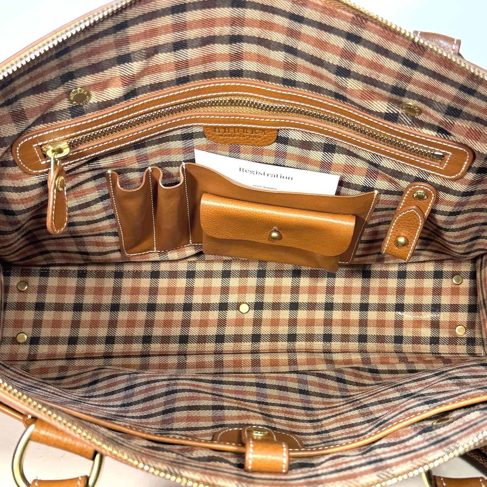 GHURKA Examiner No. 5 Leather Briefcase Messenger Bag Vintage Brown -MSRP $1,895