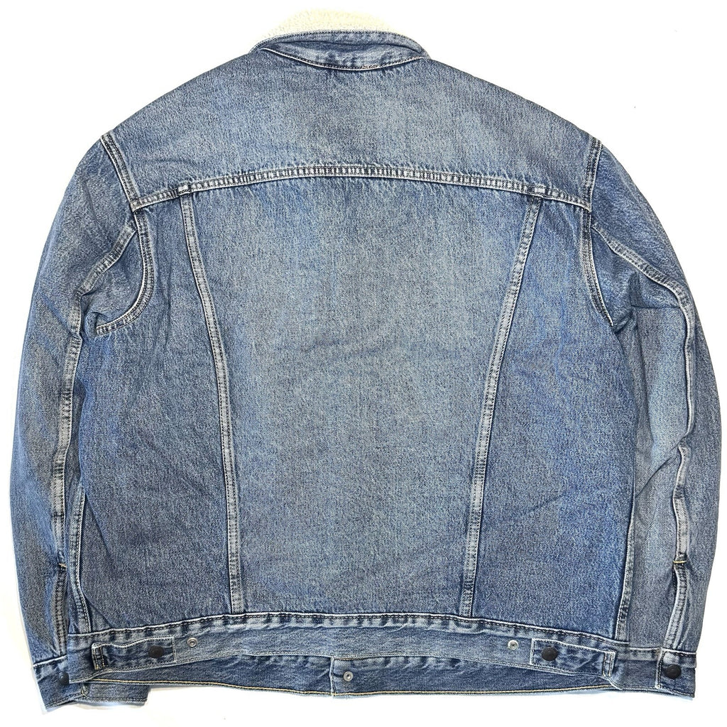 LEVIS Mens Vintage Fit Sherpa Jacket Denim Jean Trucker Jacket Blue L