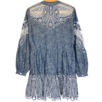 VERONICA BEARD Ariana Chambray Eyelet Long Sleeve Mini Dress Blue (MSRP $698)