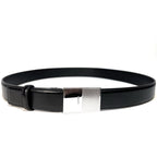 KHAITE Womens Elio Calf Leather Silver Clasp Buckle Belt Black (MSRP $690)