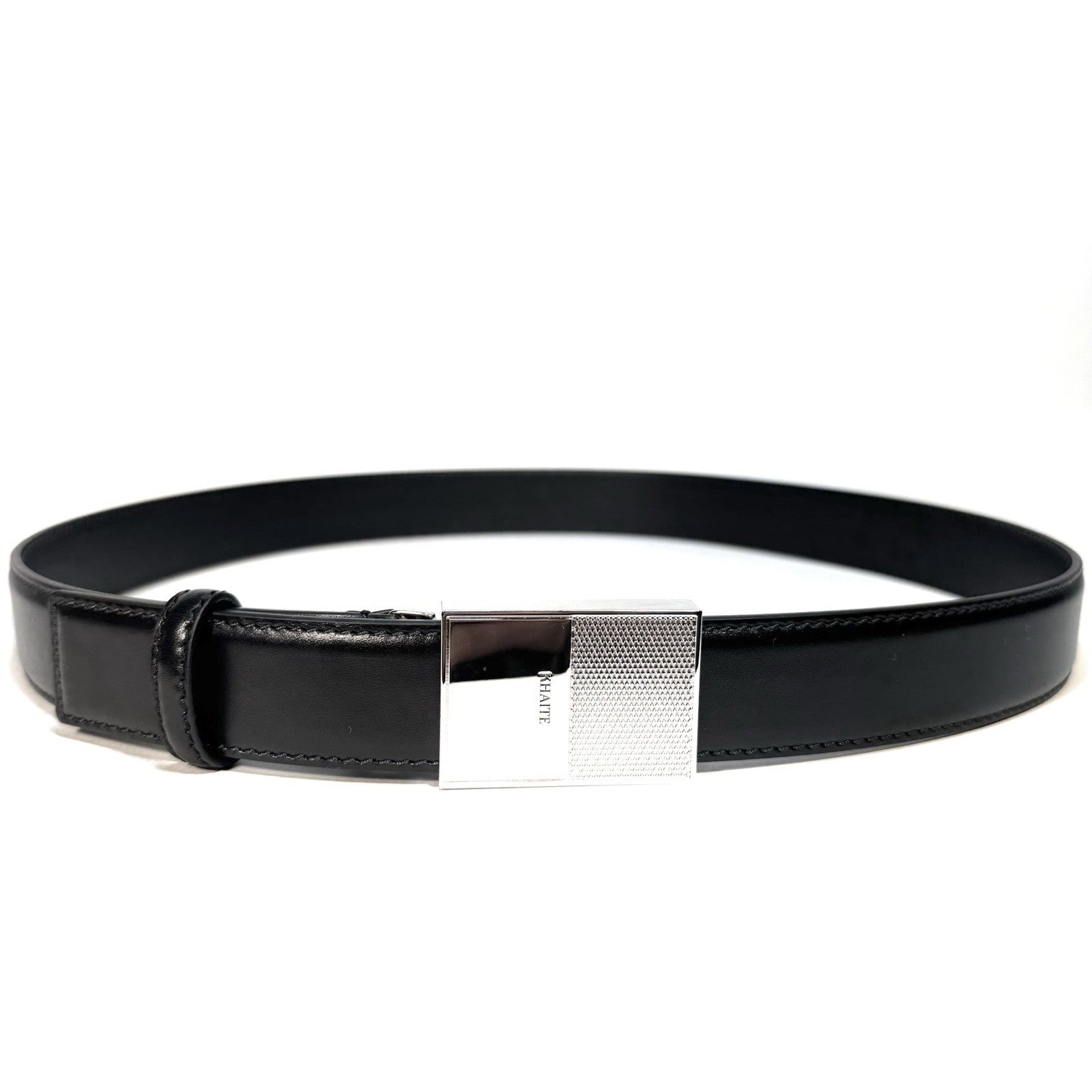 KHAITE Womens Elio Calf Leather Silver Clasp Buckle Belt Black (MSRP $690)
