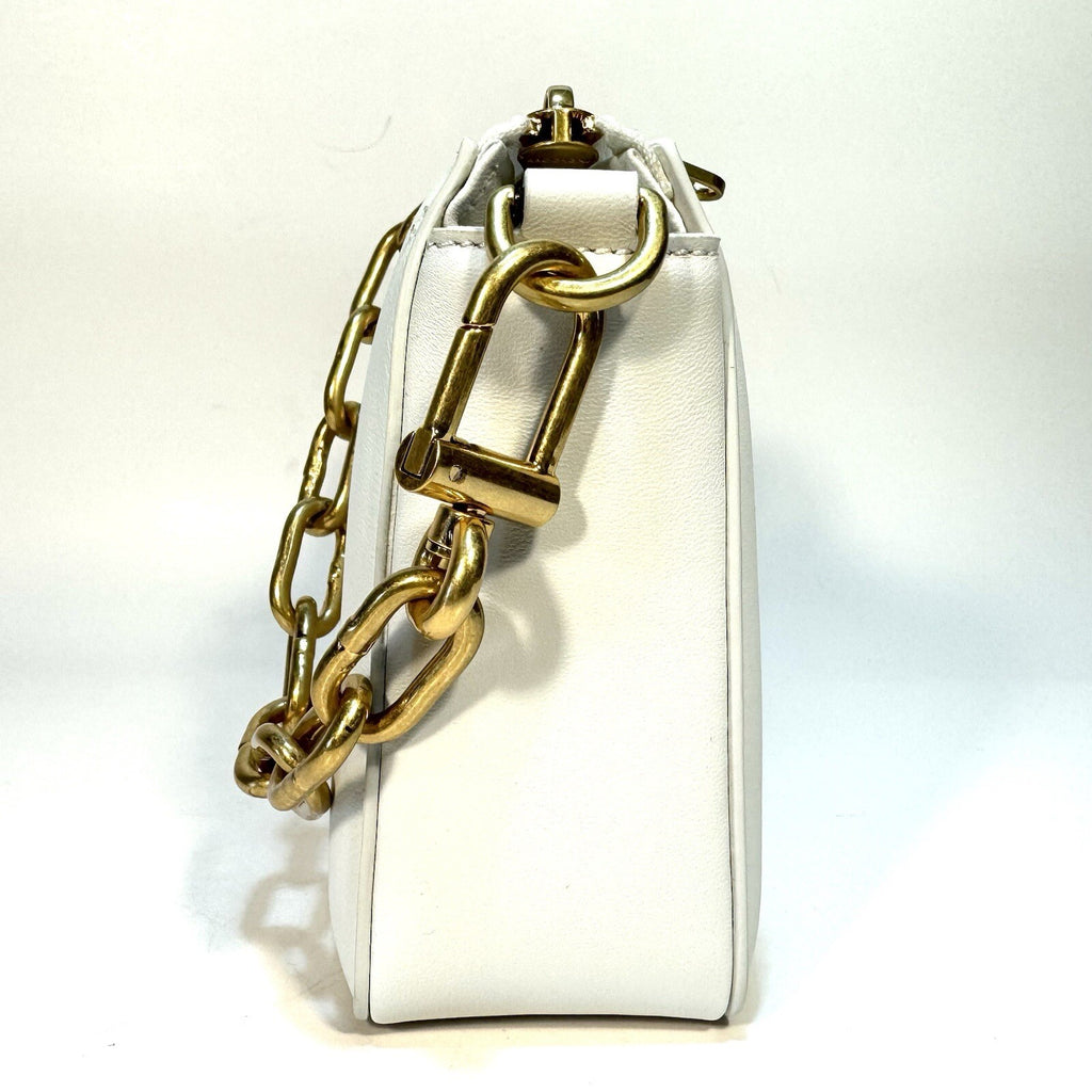 OFF-WHITE Burrow Zipped Pouch Leather Shoulder Bag White (MSRP $2,050)