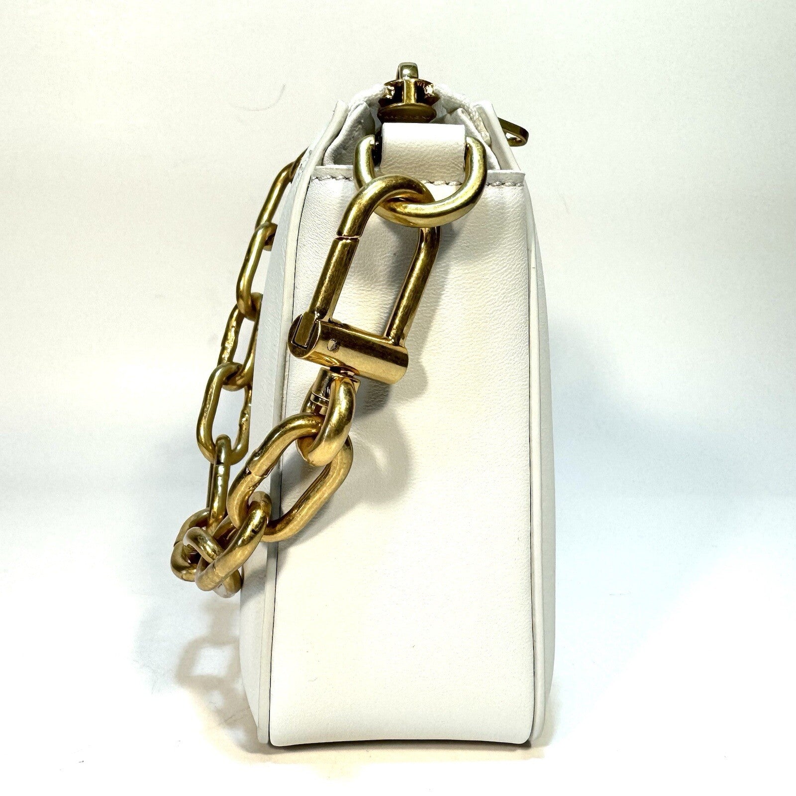 OFF-WHITE Burrow Zipped Pouch Leather Shoulder Bag White (MSRP $2,050)