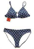 HUGO BOSS Womens Triangle Monogram Logo Bikini Top and Bottom Set Blue XL