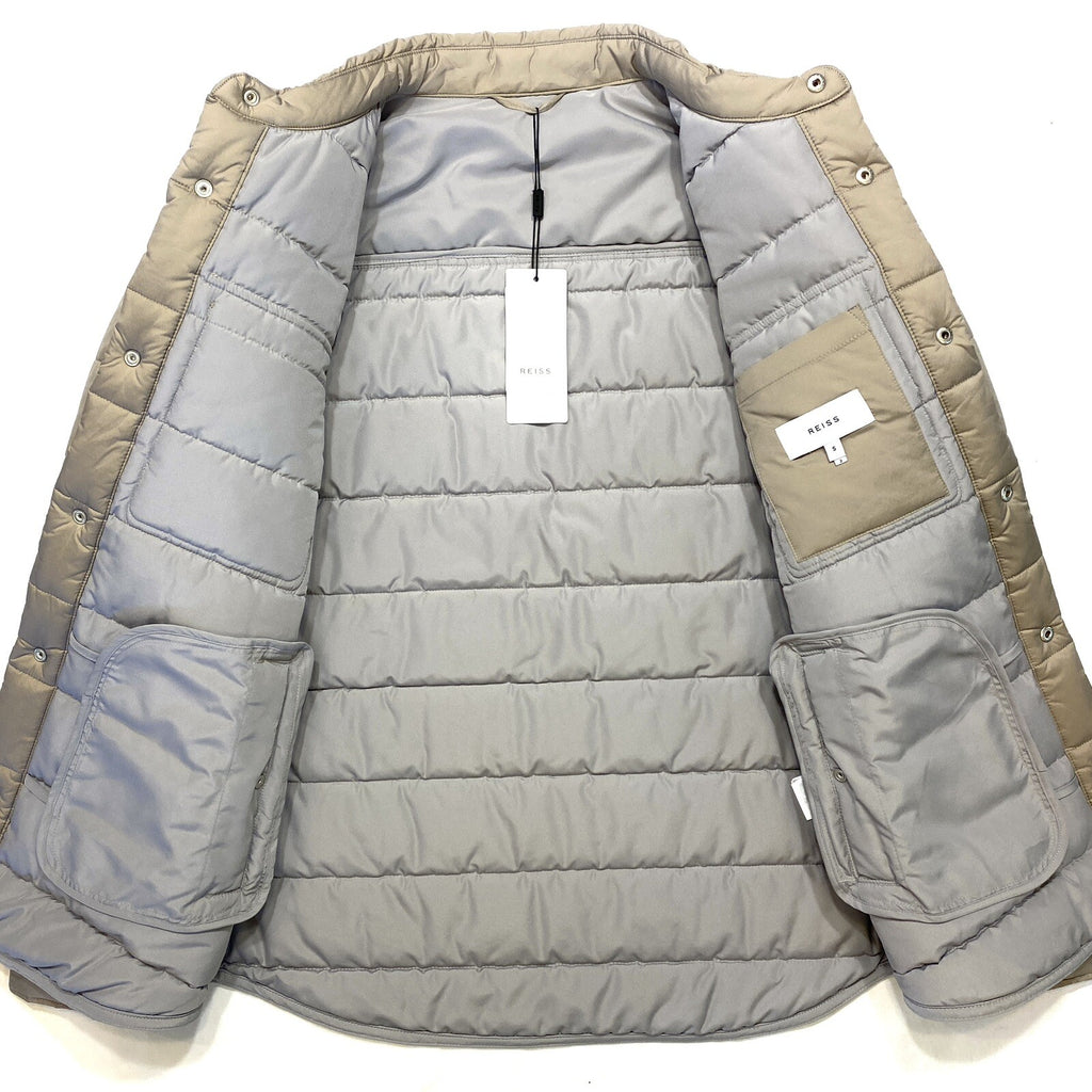 REISS Mens Chasey Light Quilted Puffer Jacket Stone Beige (MSRP $375)
