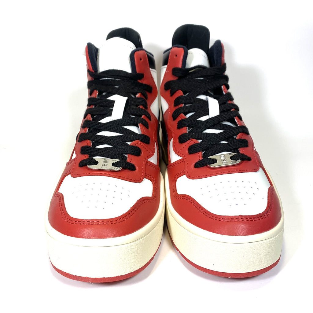 DIESEL Mens Ukiyo Mid Top Leather Sneakers Mars Red (MSRP $250)
