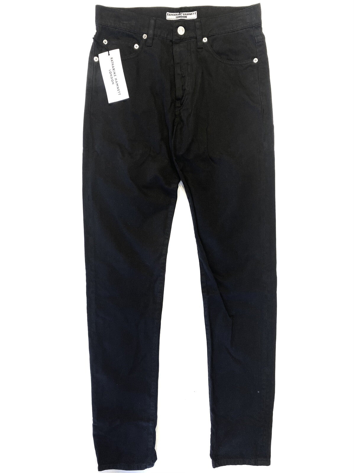 KATHARINE HAMNETT Womens Mick Cotton High Waist 5 Pocket Skinny Pants Black