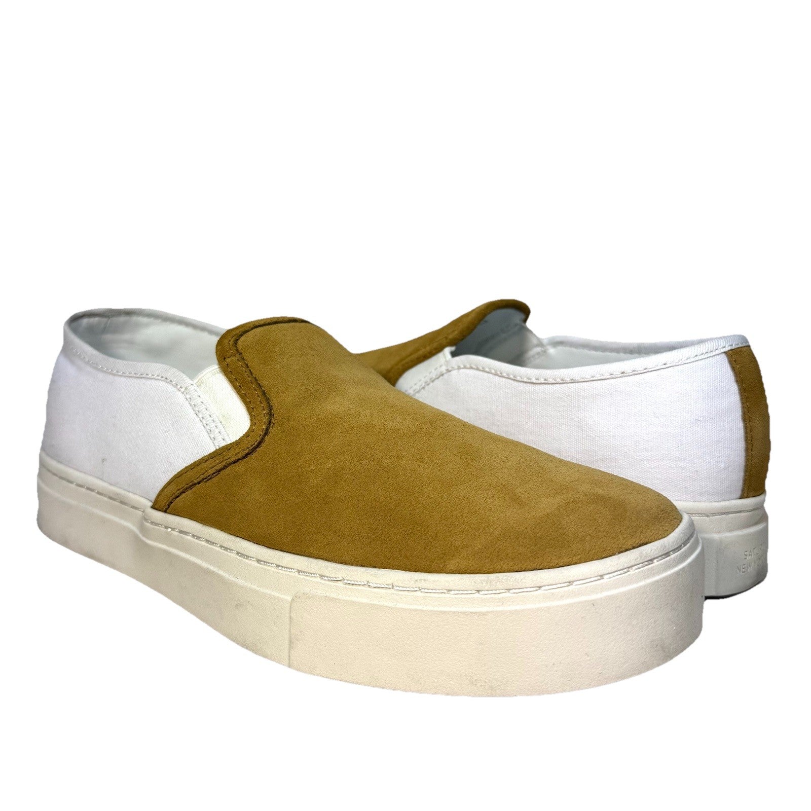 SATURDAYS NYC Mens Vass Suede Canvas Slip On Sneakers Burnt Khaki (MSRP $135)