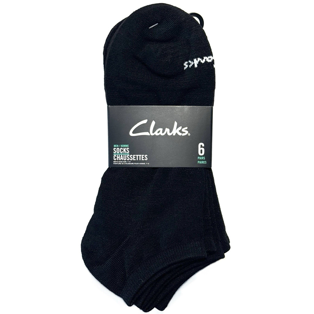 CLARKS Mens Essential Ankle Socks Black 6 Pairs