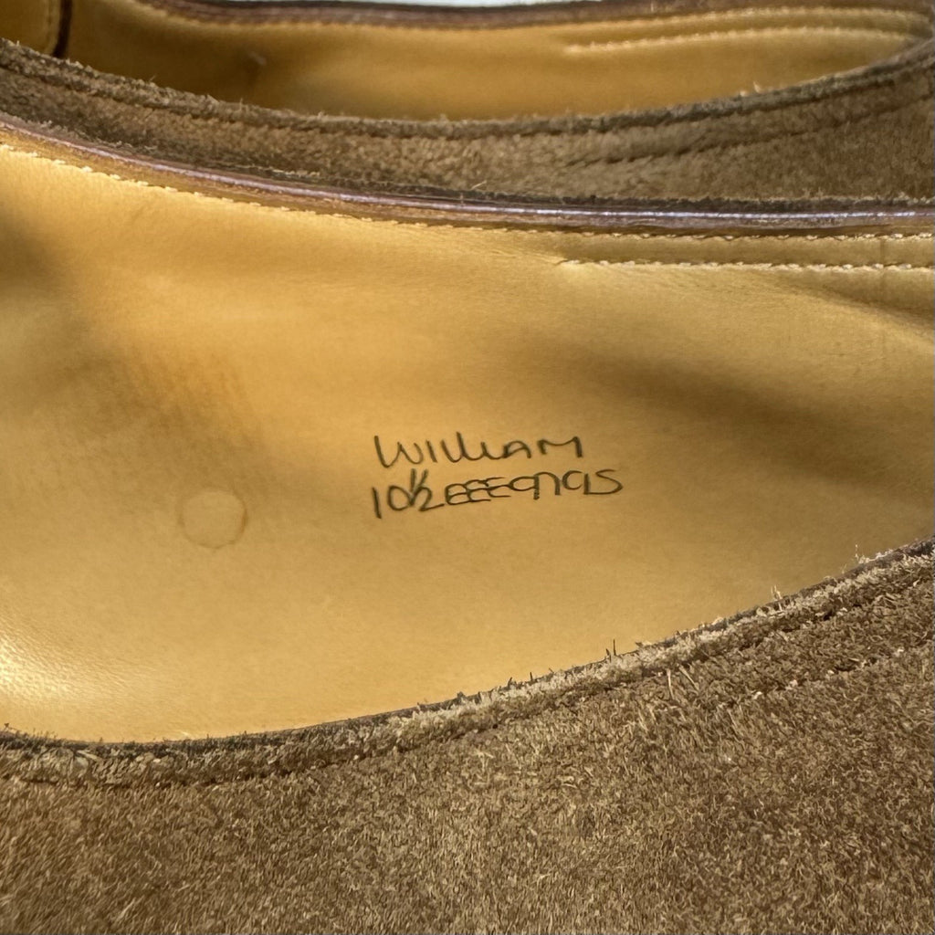 JOHN LOBB Mens William Suede Monkstrap Shoes Saddle Brown 10EEE (MSRP $1,890)