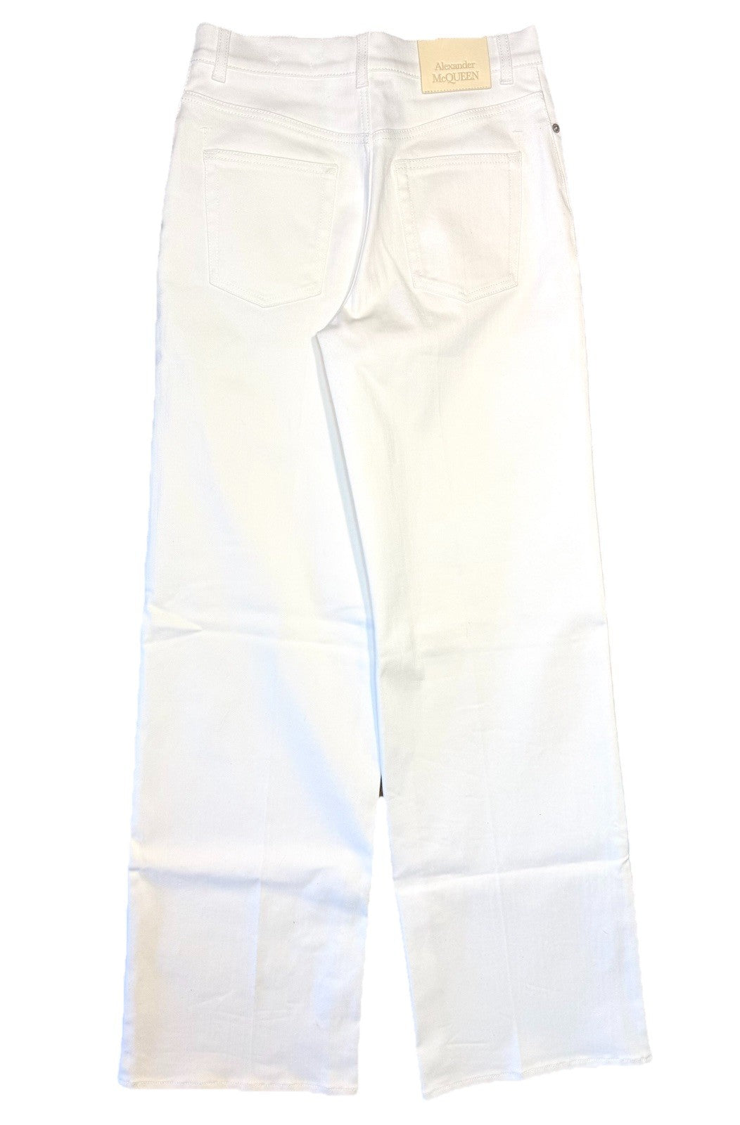 ALEXANDER MCQUEEN Womens Wide Leg Stonewash Denim Jeans White (MSRP $1,090)