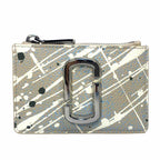 MARC JACOBS J Logo Snapshot Leather Zip Wallet Splatter Paint Grey (MSRP $125)
