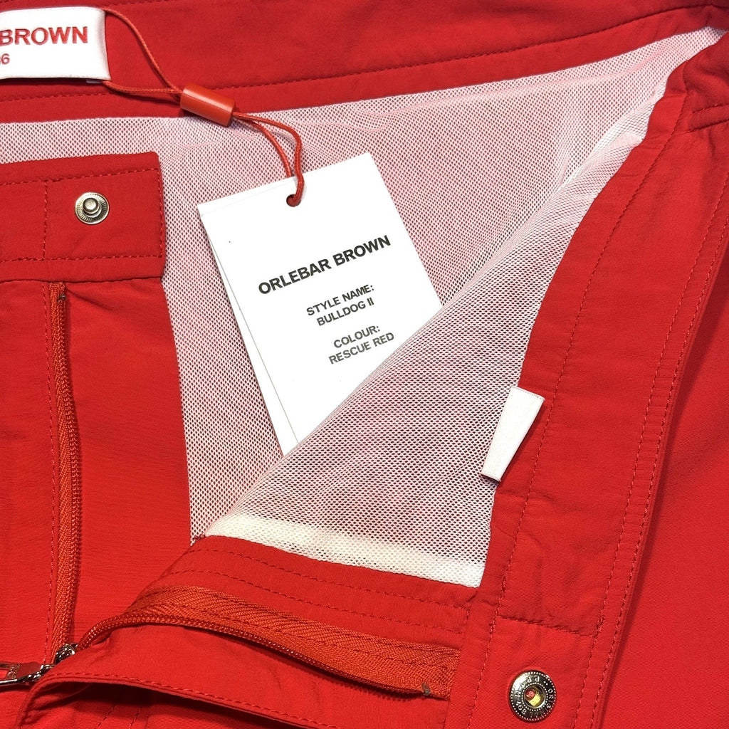 ORLEBAR BROWN Mens Bulldog II Swim Trunk Shorts Rescue Red (MSRP $345)