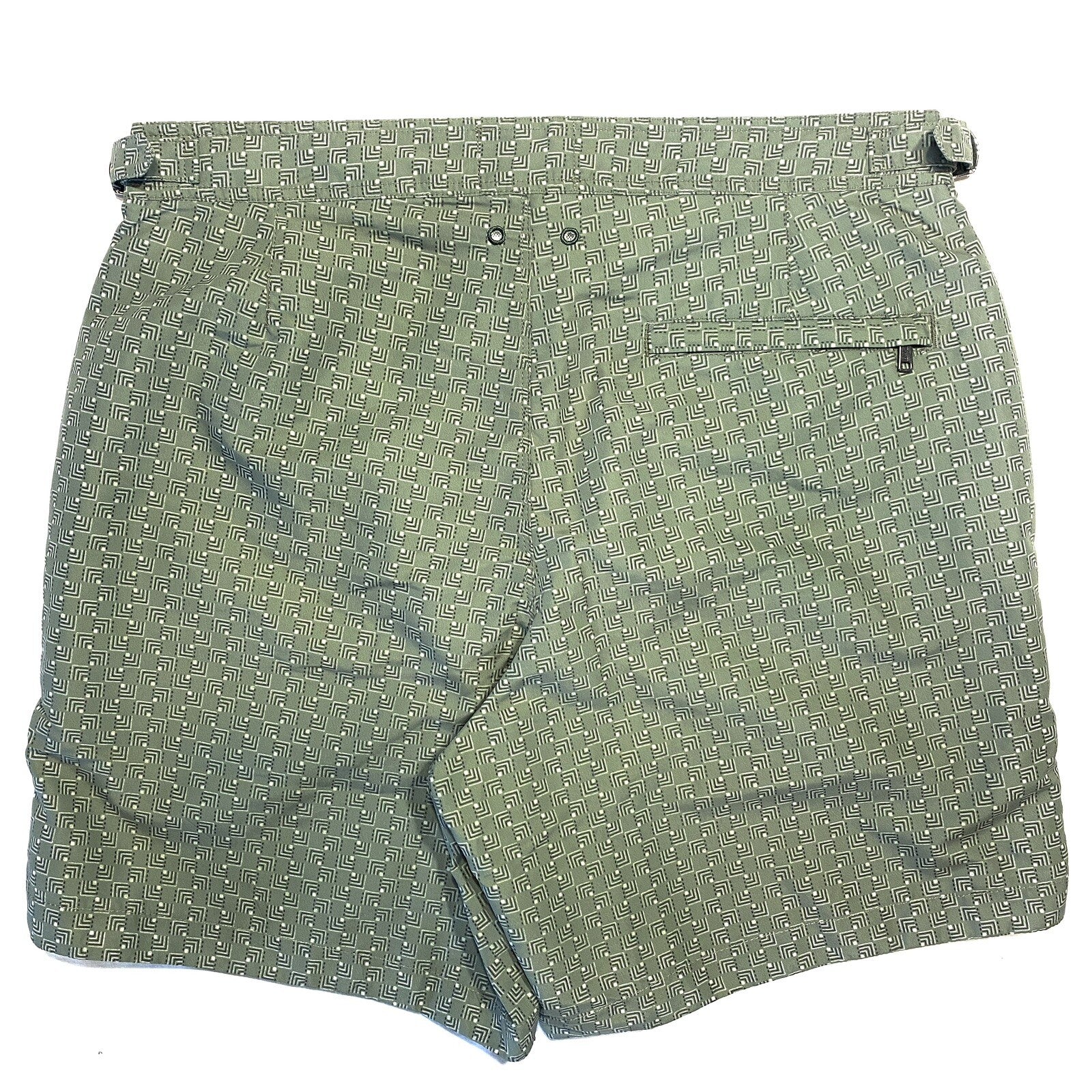TODD SNYDER Mens 7in Geometric Tailored Swim Shorts Trunks Green (MSRP $248)