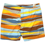 PRANA Mens 7in Fenton Board Shorts Swim Trunks Ochre Stripe Orange 38 (MSRP $65)