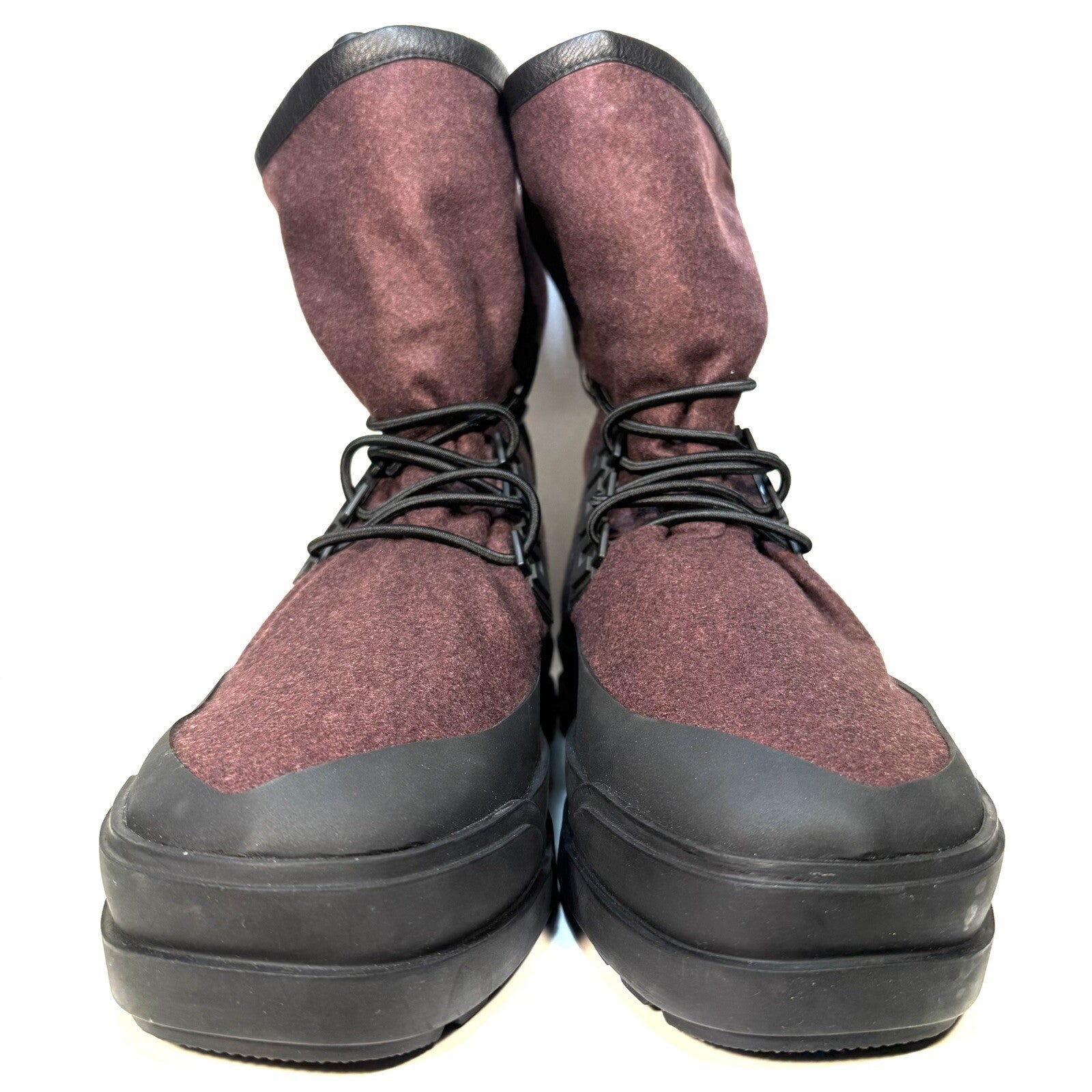 ZEGNA Mens Runway Wool Cinched Winter Boots Maroon Red 9 (MSRP $2,195)