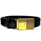 KHAITE Womens Elio Calf Hair Leather Gold Clasp Buckle Belt Black (MSRP $980)