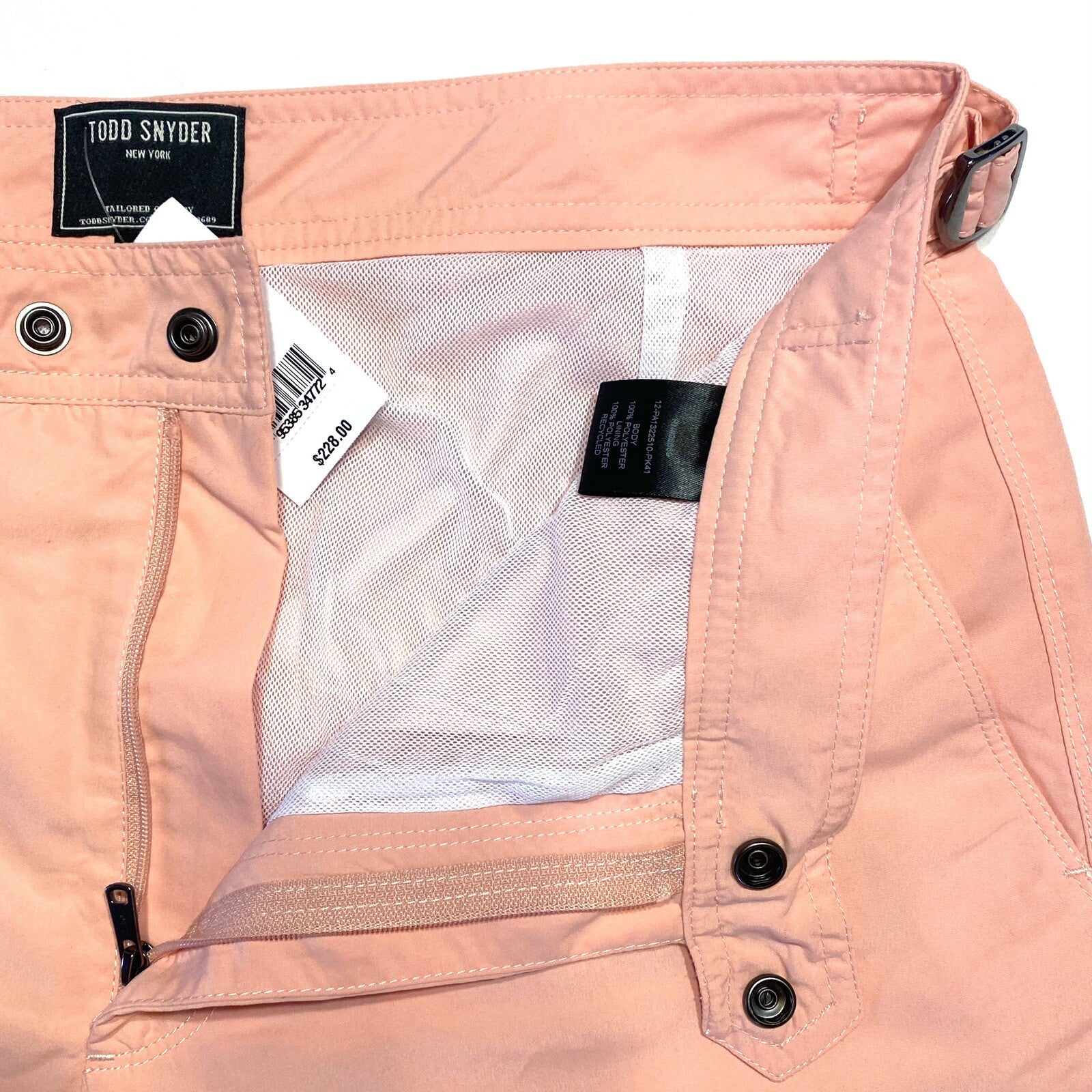 TODD SNYDER Mens 7in Tailored Swim Shorts Trunks Antique Coral Pink (MSRP $228)