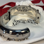 ALEXANDER MCQUEEN Womens Tubular Jeweled Cuff Bracelet Silver (MSRP $1,550)