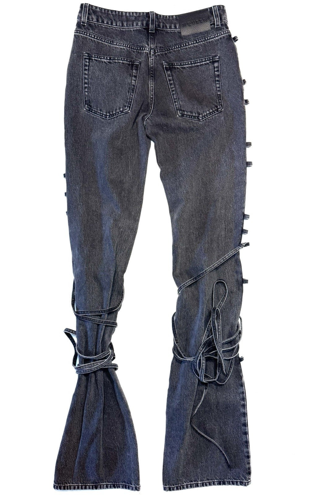 ALEXANDER MCQUEEN Womens Corset Lace Denim Jeans Stonewash Black 26 (MSRP $1760)