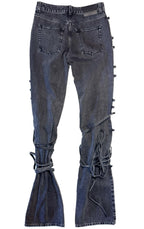 ALEXANDER MCQUEEN Womens Corset Lace Denim Jeans Stonewash Black 26 (MSRP $1760)