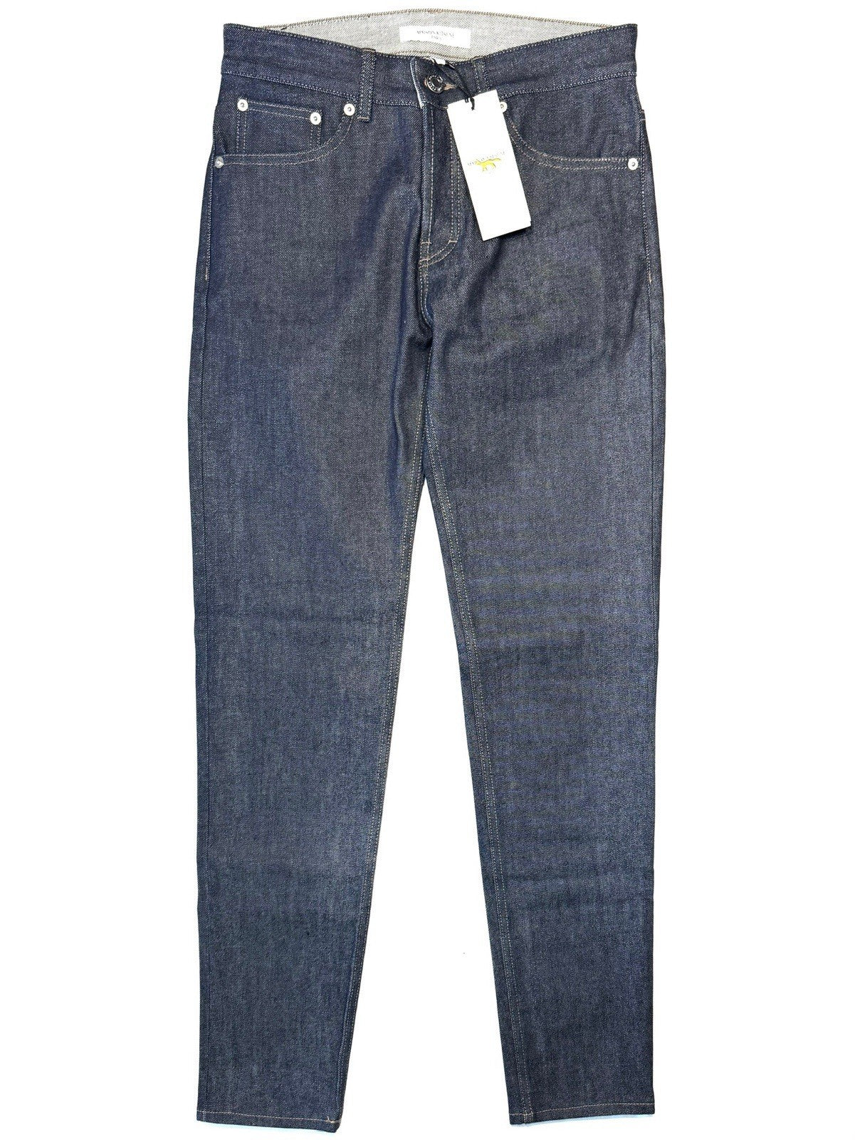 MAISON KITSUNE Mens Slim Fit Japanese Denim Jeans Indigo Blue (MSRP $230)