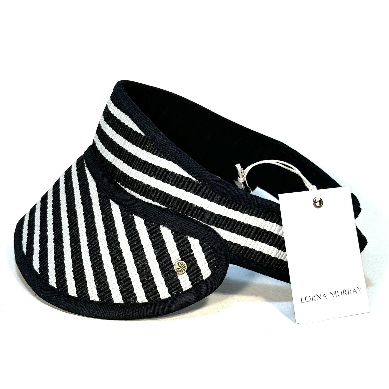 LORNA MURRAY x Veronica Beard San Sebastian Stripe Sun Visor Black (MSRP $103)