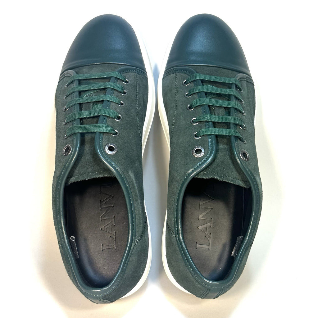 LANVIN Mens DDB1 Cap Toe Suede Leather Low Top Sneakers Ranger Green (MSRP $590)