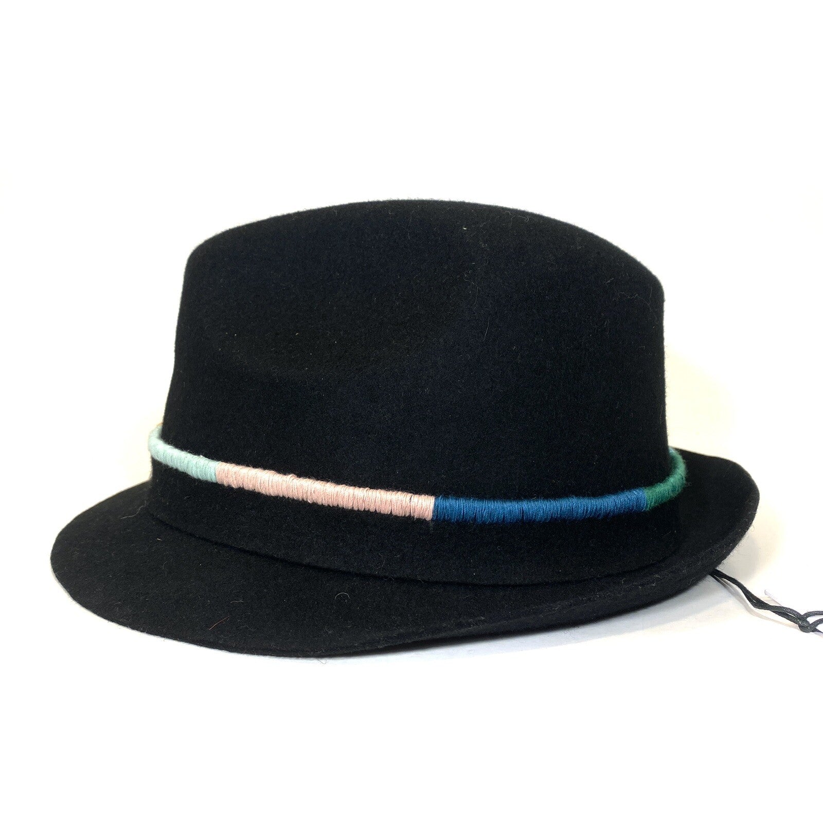 PAUL SMITH Mens Artist Wool Felt Trilby Multicolor Stripe Hat Black (MSRP $150)