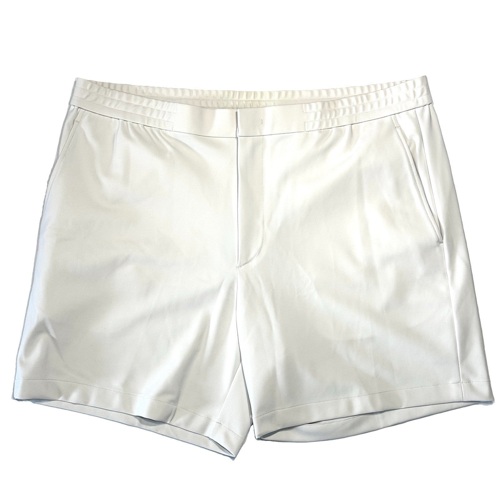 THEORY Mens Curtis Precision Ponte Stretch Shorts Light Cream White (MSRP $195)