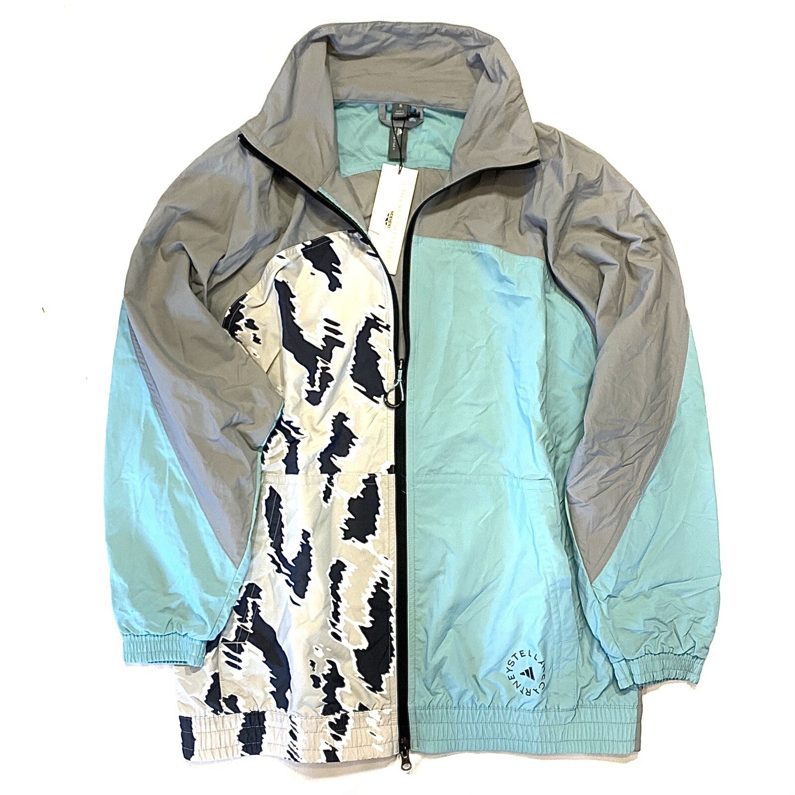 ADIDAS STELLA MCCARTNEY Womens Splash Camo Zip Track Jacket Grey (MSRP $230)