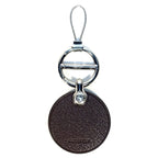DUNHILL Duke Round Goat Leather ID Tag Key Fob Keychain Brown (MSRP $315)