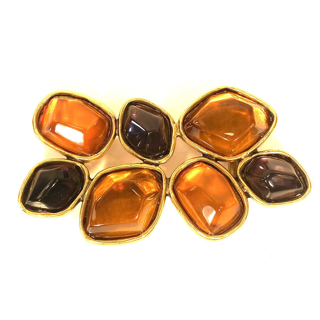 OSCAR DE LA RENTA Womens Jeweled Stones Belt Buckle Orange Amber 1in