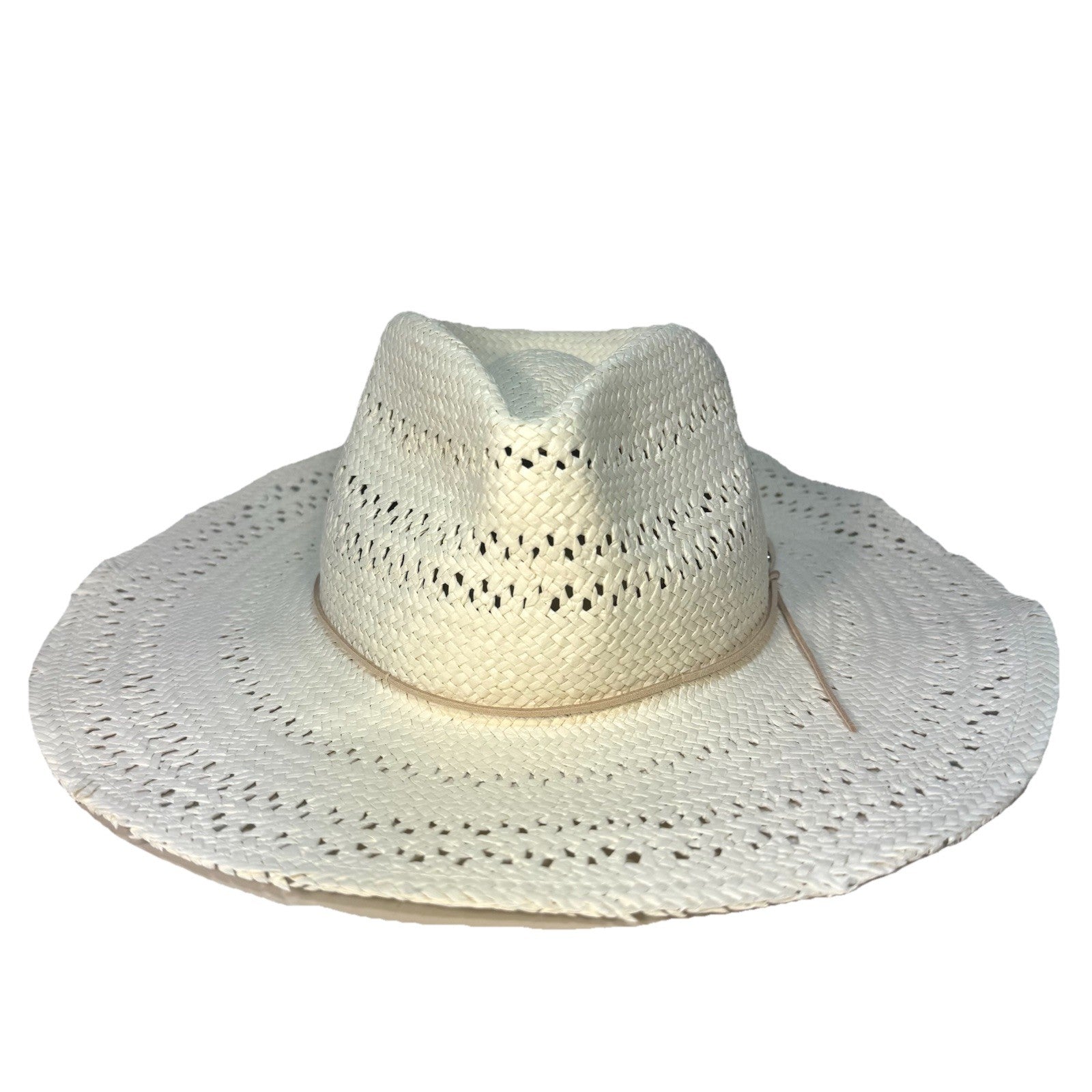 RAG & BONE Womens Elle Perforated Straw Fedora Hat Ivory White (MSRP $225)