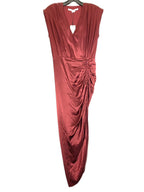 VERONICA BEARD Casela Ruched Silk Midi Dress Cabernet Red (MSRP $698)