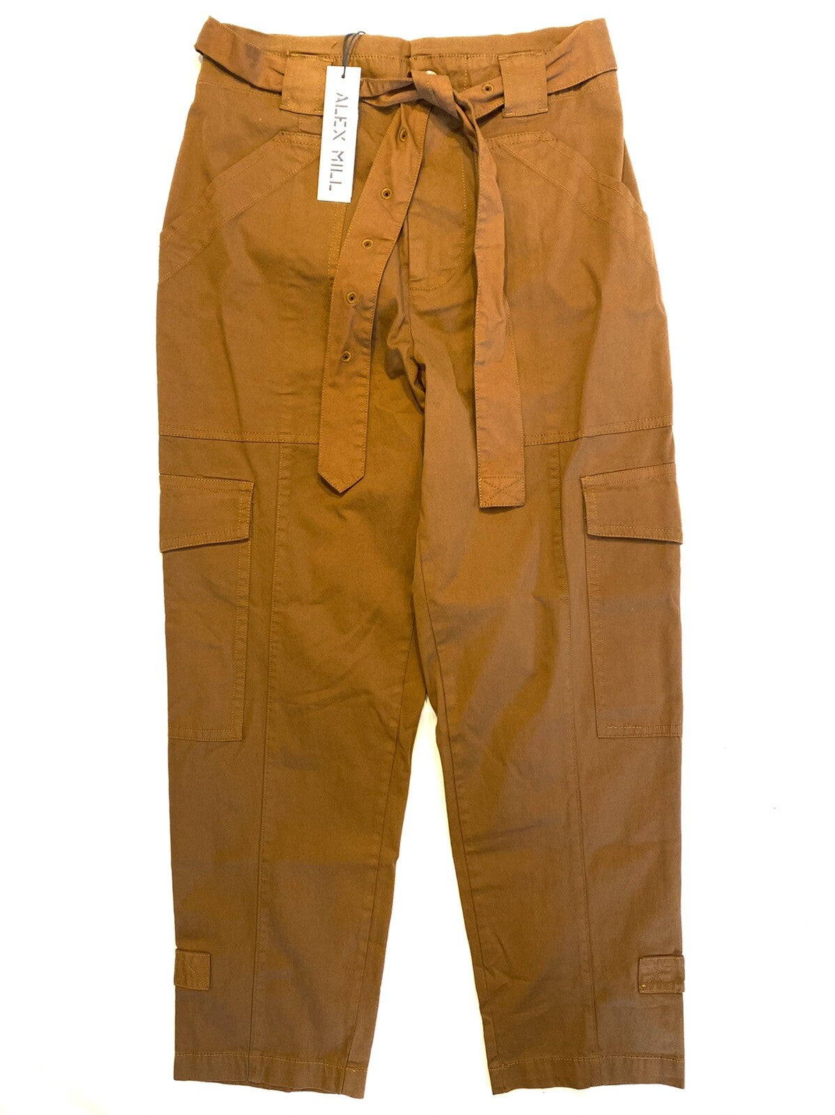ALEX MILL Womens Expedition Cotton Belted Cargo Pants Russet Brown (MSRP $125)