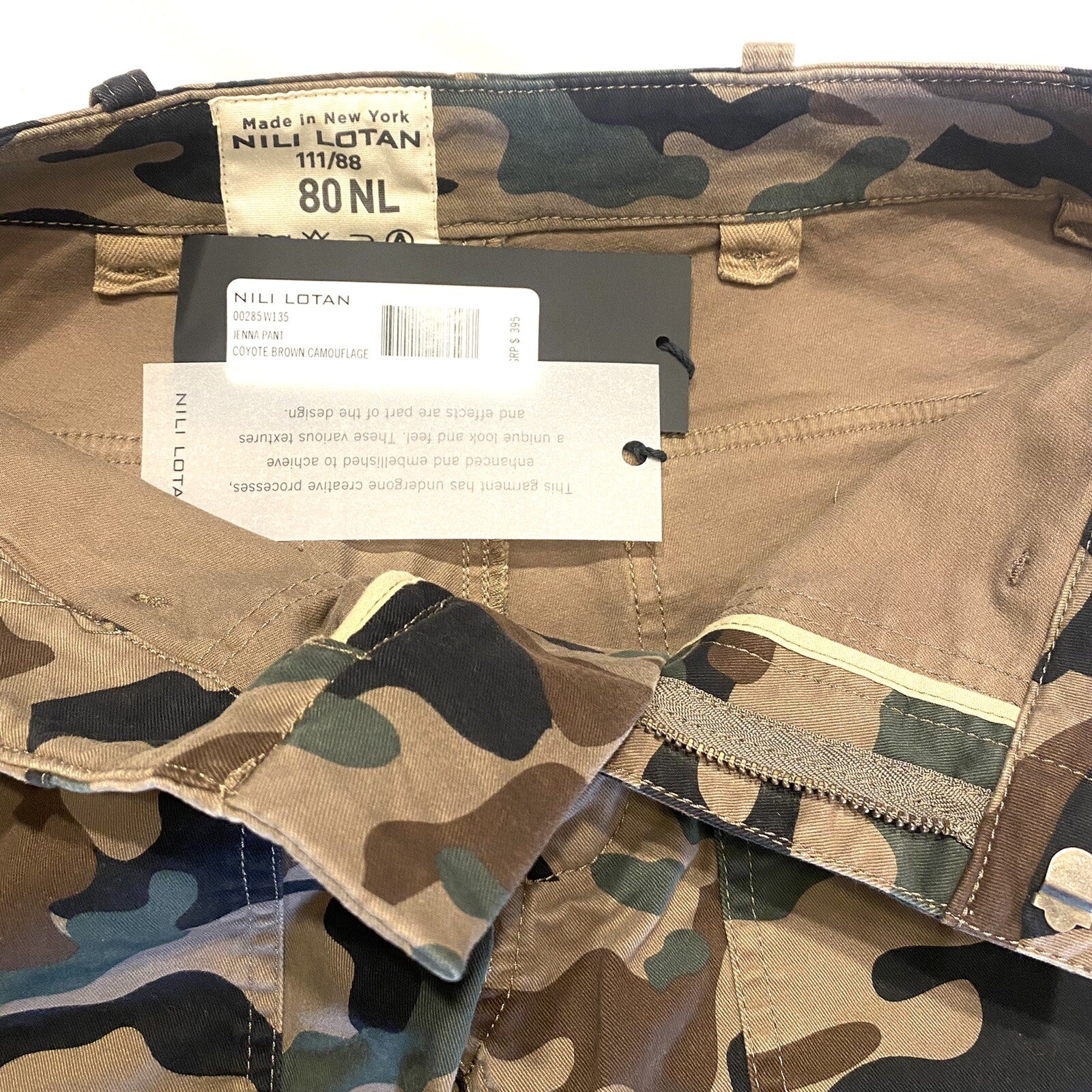 NILI LOTAN Womens Jenna Pants Coyote Camo Brown (MSRP $395)