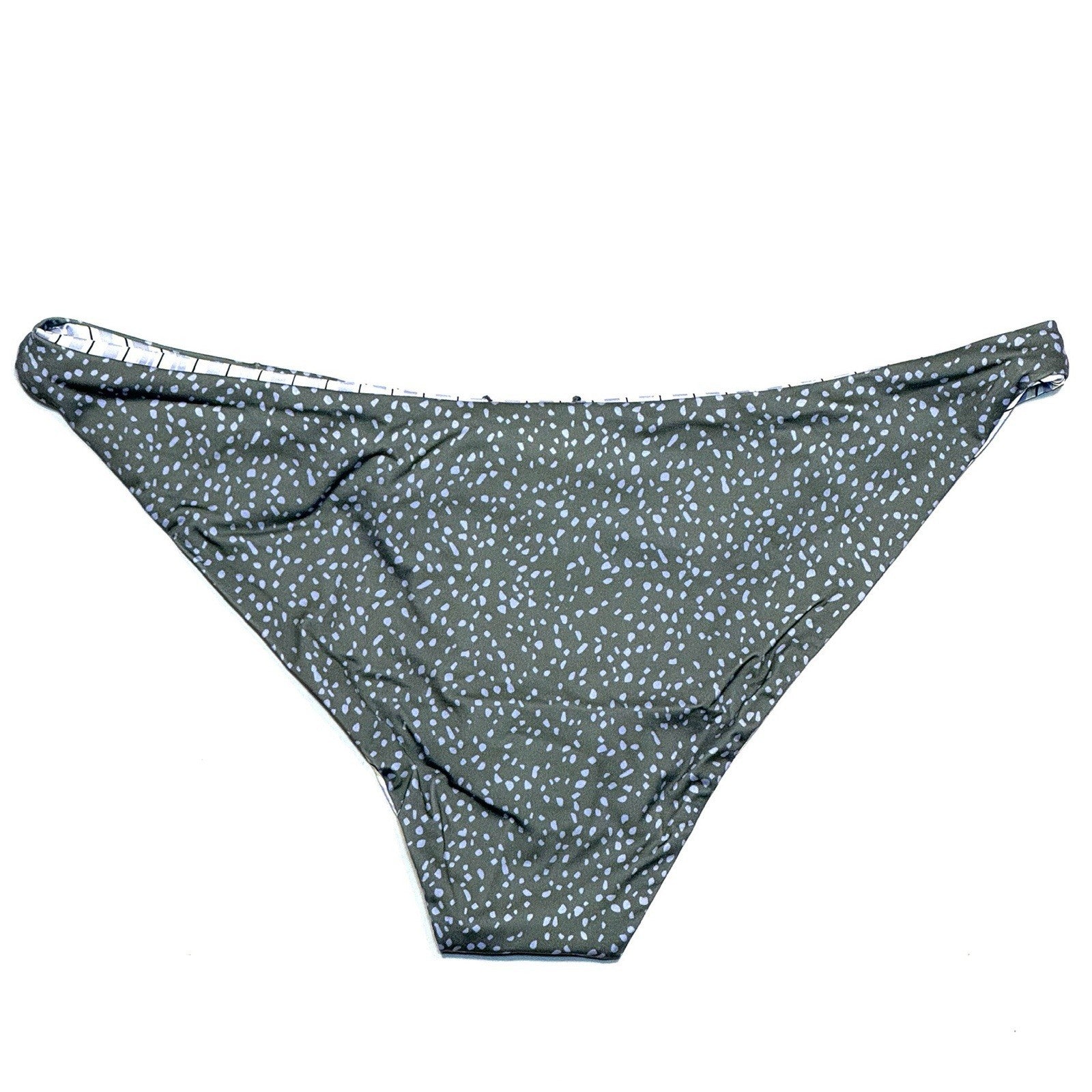 PRANA Womens Elina Reversible Swim Bikini Bottom Army Spots Green (MSRP $55)