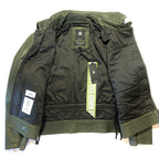 G STAR RAW Womens Vintage Short Leather Zip Jacket Coat Combat Green (MSRP $590)