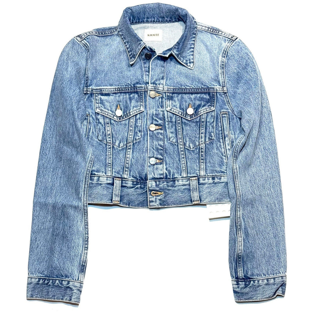 KHAITE Womens Rizzo Cropped Denim Jean Jacket Bryce Light Blue XS (MSRP $820)