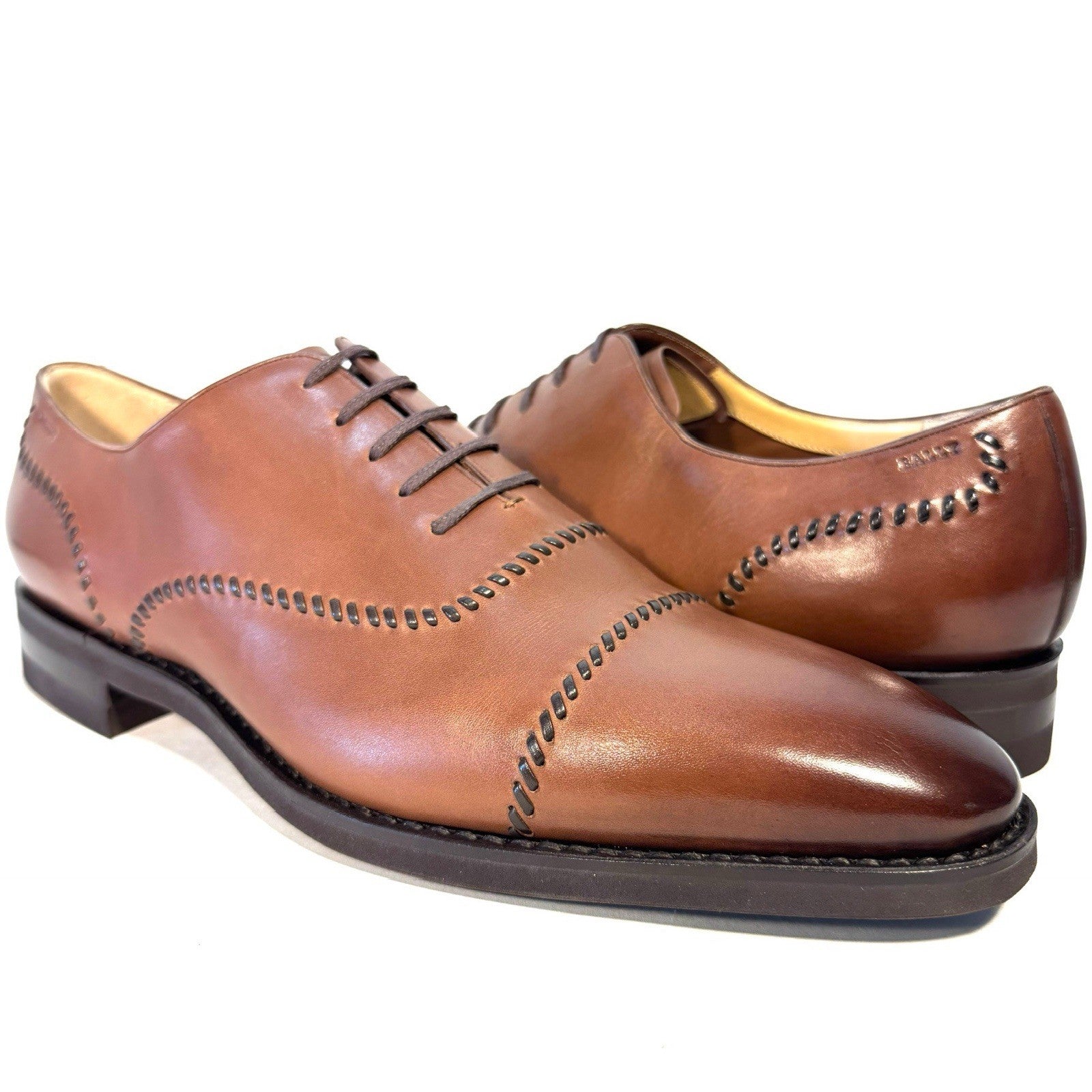 BALLY Scribe Mens Scleyr Cuero Calf Leather Oxford Shoes Brown 12 (MSRP $1,260)
