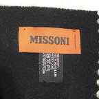 MISSONI Mens Womens Wool Fringe Scarf Multicolor Logo Black Gray Red
