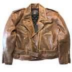 R13 Womens Exaggerated Shoulder Leather Motorcycle Jacket Brown (MSRP $1,995)