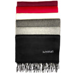 MISSONI Mens Womens Wool Fringe Scarf Neutral Logo Black Gray Red