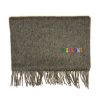MISSONI Mens Womens Wool Fringe Scarf Multicolor Logo Black Gray Red