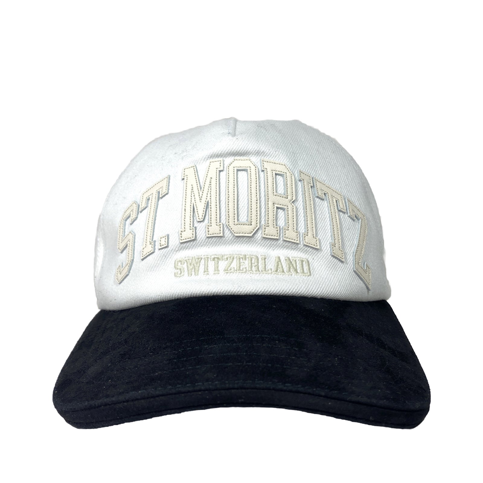 BALLY St Moritz Switzerland Curling Suede Denim Hat Shortbread White (MSRP $350)