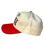PARKE Womens Logo Heart 24 Embroidered Snapback Trucker Hat Beige Red