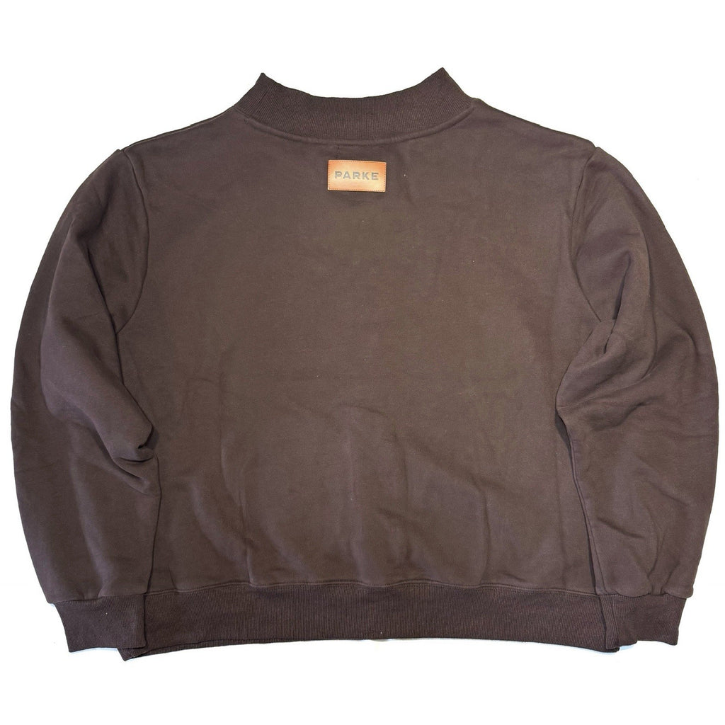PARKE Womens Classic Heritage Mockneck Sweatshirt Brown L/XL
