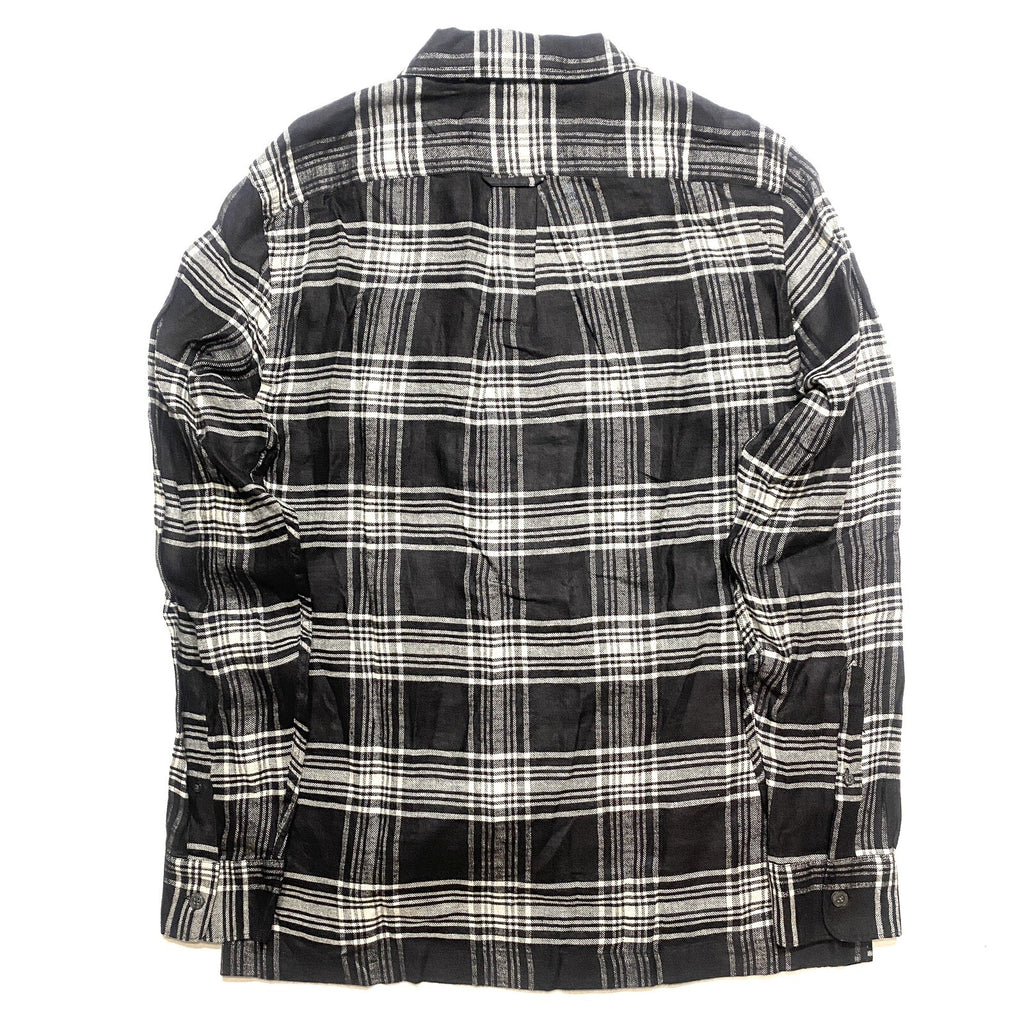 TODD SNYDER Mens Glen Plaid Flannel Two Pocket Camp Shirt Black (MSRP $228)